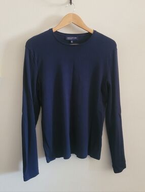 JNY Fine Ribbed 100% Cotton Long Sleeve Crew, Women's XL, Rich Navy Blue